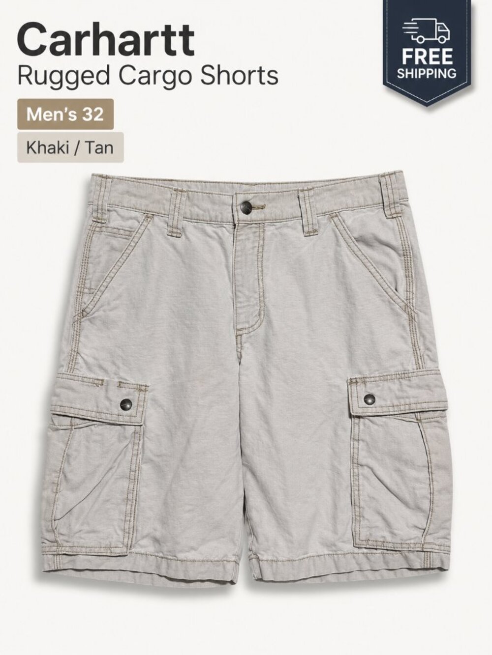 Carhartt Rugged Cargo Shorts Men's 32 Khaki Tan Relaxed Fit 100277